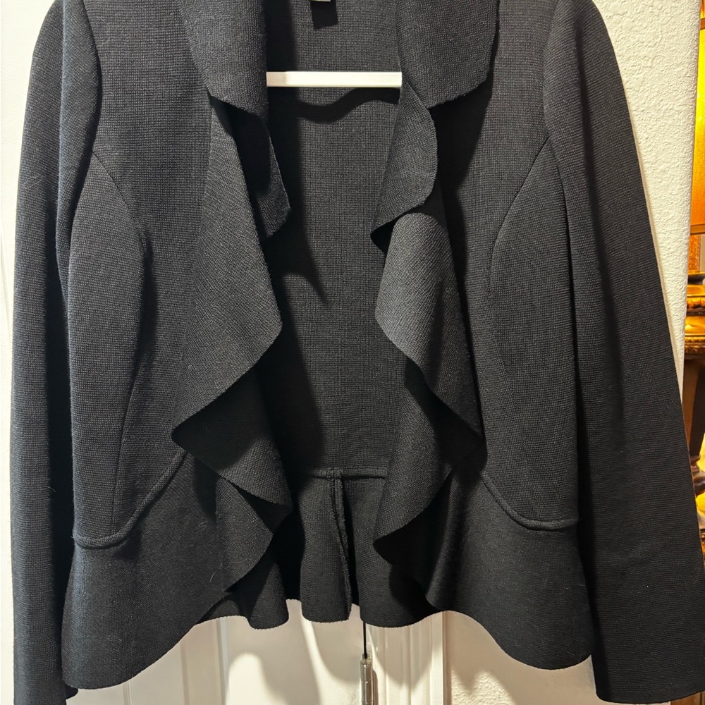 St. John Black Ruffled Blazer
